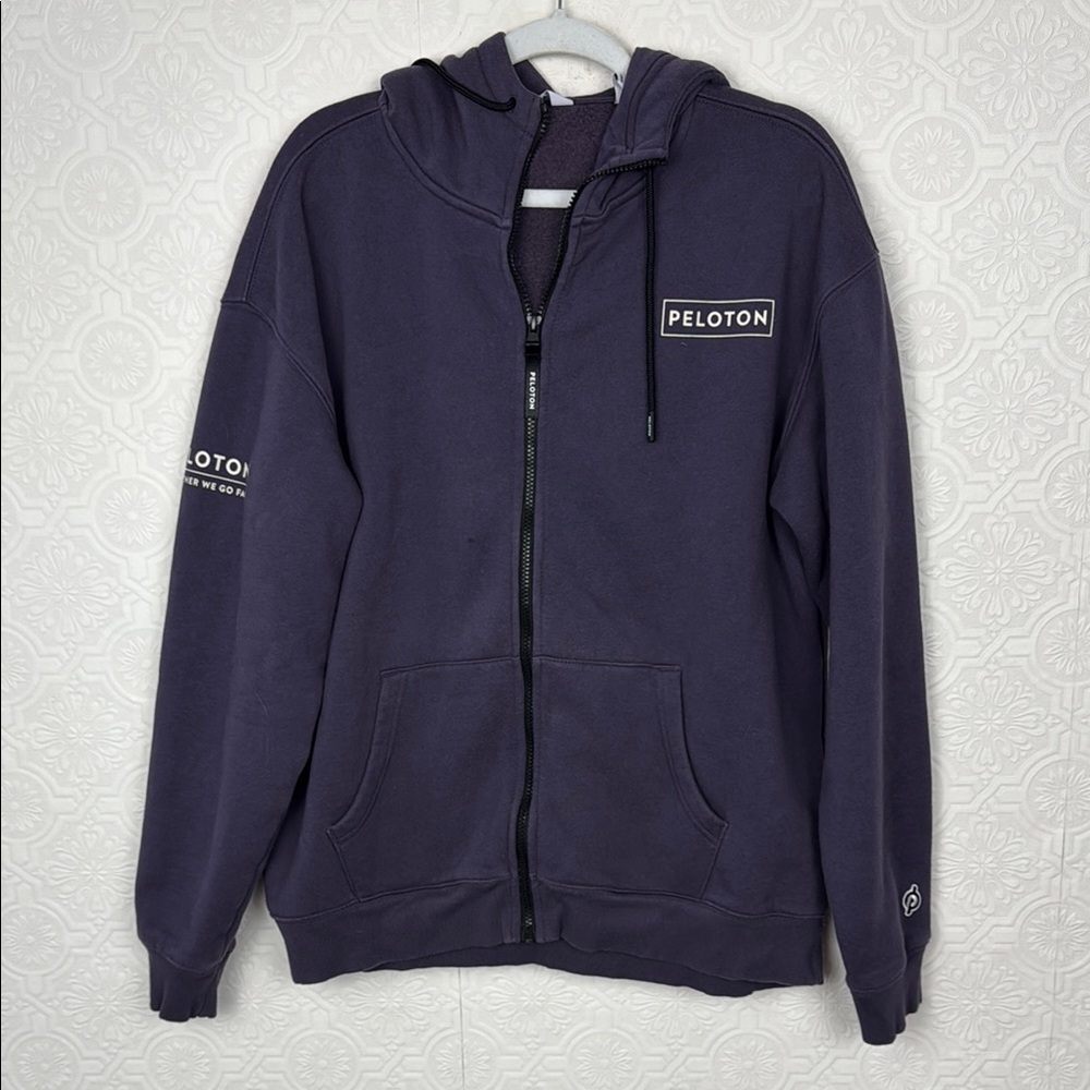 Peloton Full Zip Hoodie‎ Sweatshirt Purple Size Large Fleece Lined Athleisure